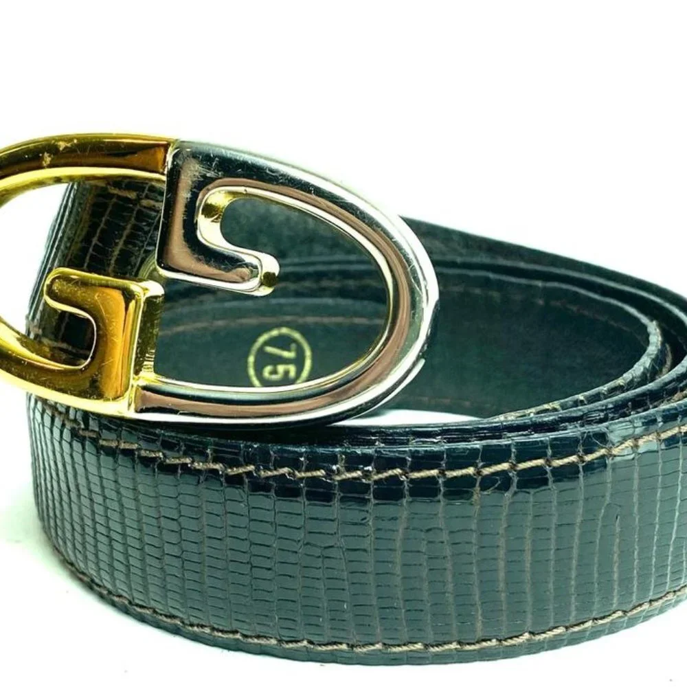 Gucci Lizard Brown Bicolor Belt 7g616